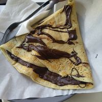 Vegan crepe with lactose free dough and bitter chocolate at Bon Bonheur in Rhodes