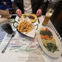 Steamed veg, French fries.. gluten free bread  at Ristorante da Umberto in Marnega Brenzone Sul Garda