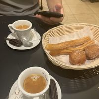 Coffee and churros   at La Xurreria in Santa Coloma De Farners