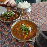 Mushroom curry, Aloo channa at Annapurna Nepalese Restaurant in Folkestone