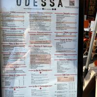 Menu at Odessa in Paris