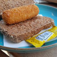 Broodje Oesterzwam (Oyster mushroom croquette sandwich) at Duincafé de Kennemerduinen in Overveen