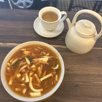 Huge portion of yummy hot & sour soup (absolutely filling) and detox herbal tea  at The Daun in Bandar Seri Begawan