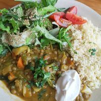 lentil vegetable dhal w/ couscous and salad (daily dish) at Sol Cozinha Vegetariana in Portimao