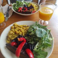 Dish of the day + juice of the day at Sol Cozinha Vegetariana in Portimao