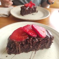 Chocolate cake at Sol Cozinha Vegetariana in Portimao