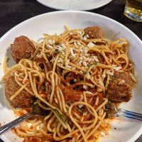 Spaghetti and meatballs at Slice of Vegas Pizza in Las Vegas