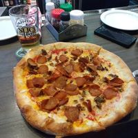 Non meat lovers pizza at Slice of Vegas Pizza in Las Vegas