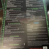 Vegan menu-everything in green sections are vegan 🌱   at Slice of Vegas Pizza in Las Vegas