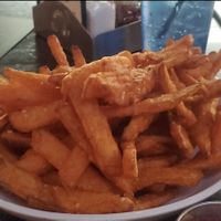 Sweet Potato Fries with Vegan Ranch at Slice of Vegas Pizza in Las Vegas