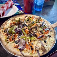 Gluten free vegan pizza! 
Pure perfection! 5 stars!   at Slice of Vegas Pizza in Las Vegas