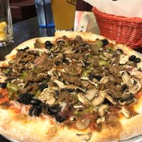 Supreme pizza at Slice of Vegas Pizza in Las Vegas