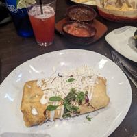 Delicious, beef chimichanga. They were out of jackfruit. We'll be going back, we're here for the week. at Hussong's Cantina - Mandalay Bay Shoppes in Las Vegas