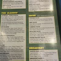 Large vegan menu.  at Hussong's Cantina - Mandalay Bay Shoppes in Las Vegas