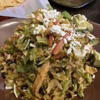 Huge tostada salad with Gardein “chicken.”  at Hussong's Cantina - Mandalay Bay Shoppes in Las Vegas