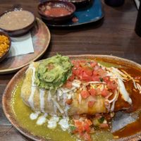 Vegan chicken burrito Cali style at Hussong's Cantina - Mandalay Bay Shoppes in Las Vegas
