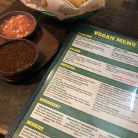 Corn chips, salsa and vegan menu at Hussong's Cantina - Mandalay Bay Shoppes in Las Vegas