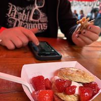 Strawberry shortcake (don’t skip dessert)  at Vegan Pizza Land in Easthampton