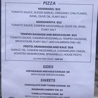 Menu (always changing)  at Vegan Pizza Land in Easthampton