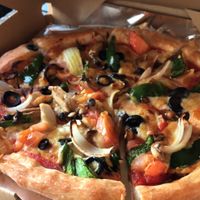 Small vegan veggie pizza at Pizza Sun in Chatan