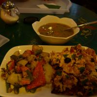 Roasted veggies, Lasagna, Soup at Samadeva in St Petersburg