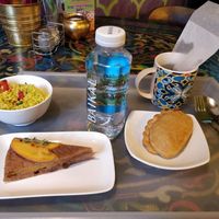 Rice, peach cake, apple pie pocket at Samadeva in St Petersburg