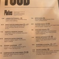 Menu  at Maslow in Paris