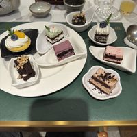 Mango Tarte, Macca, Blueberry, Raspberry, Chocolate, Black Forrest cakes. Chocolate Ball with Mango filling   at Green Eats in Hangzhou
