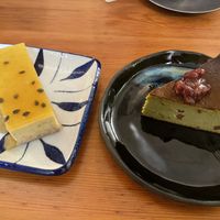 Passion fruit cheesecake and Yu deli cheezecake  at Yu Dei 余地 in Kowloon