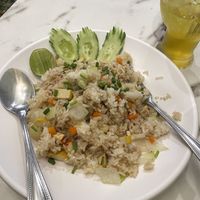 Vegetarian fried rice no egg (Passionfruit juice on the side)  at All Meals Sawasdee in Bangkok