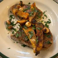 sweet potato, toasted hazelnuts, romesco sauce  at KUIA kafea in Hernani