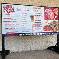 Menu  at Be Kind Coffee in Waco