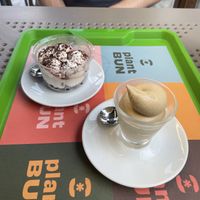 Coffee crème (near) and tiramisu (far)  at Plant Bun in Turin
