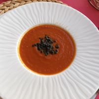 Tomatensoep met vegan pasta at Riva Bistro in Rovinj