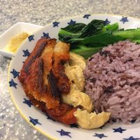 Vegan BBQ pork and Chicken rice at Veggie Mama in Kowloon