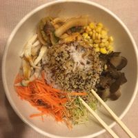 Almost forget to take picture so already took one bite hehe at Veggie Mama in Kowloon