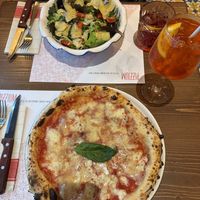 Spritz, salad and veg pizza   at Pizzium - Via Arco in Milan