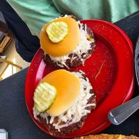 Plant based slider w vegan cheese 😊 at Homeslice Pizza in Homer