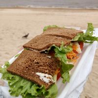 How it looks 😋  No tables and chairs in shop to eat at but the beach is 1 minute walk away 😃 at Las Gaviotas Confiteria in Montevideo