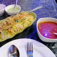 Veg biryani & hot and sour soup. Would not recommend the soup at Shree Hare Krishna in Phuket