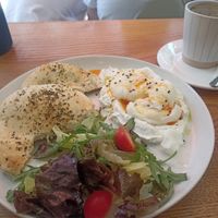 Turkish eggs with homemade tortilla at HURMA in Tbilisi