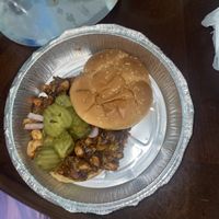 Jackfruit bbq sandwich (bbq sauce is a sweet and spicy flavor)  at Kei's Vegan Eatz in Spring