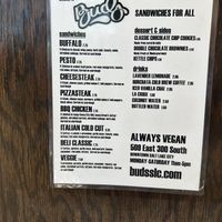 Menu at the order window  at Buds in Salt Lake City