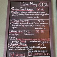 Dinner menu of the day: All dishes were vegan.  at Fröjas Sal in Uppsala