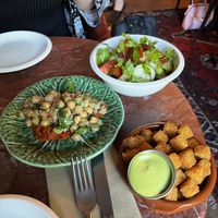 Salads and corn cubes   at Ravintola Elm  in Helsinki