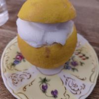 Home made lemon sorbet at Ravintola Elm  in Helsinki