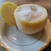 Home made lemon sorbet always spot on! at Ravintola Elm  in Helsinki