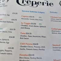 Vegetarian labelled, but not vegan at Kensington Creperie in South West London