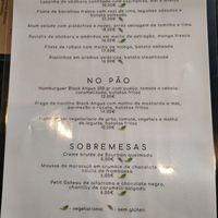 Menu at Cais do Gilão in Tavira