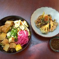 Vegan Dandan noodles and Fried Broccoli at Koya Rijeka in Rijeka